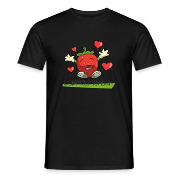 Rote Erdbeere Liebliengsmensch Herz - Männer T-Shirt - Schwarz - Vorne - AI Model Male 178 light (178cm)