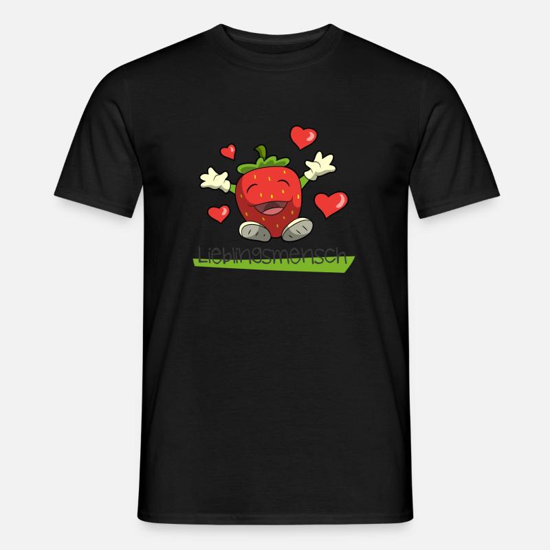 Rote Erdbeere Liebliengsmensch Herz - Männer T-Shirt - Schwarz