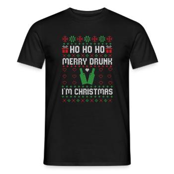 Joyeux ivre je suis Noël laid Noël à boire - T-shirt homme - noir - Devant - AI Model Male 178 light (178cm)
