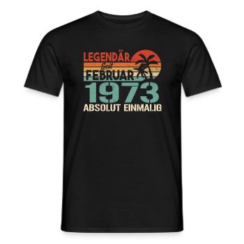 Cadeau d'anniversaire - né en février 1973 - T-shirt homme - noir - Devant - AI Model Male 178 light (178cm)