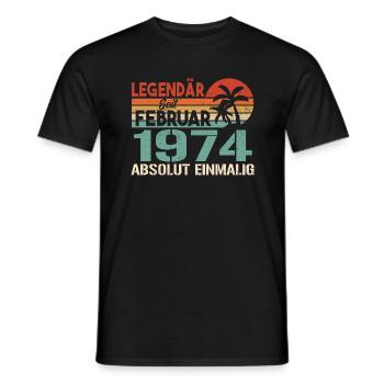 Geburtstagsgeschenk - Jahrgang Februar 1974 - Männer T-Shirt - Schwarz - Vorne - AI Model Male 178 light (178cm)
