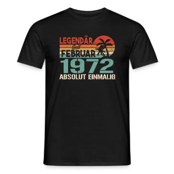Cadeau d'anniversaire - né en février 1972 - T-shirt homme - noir - Devant - AI Model Male 178 light (178cm)