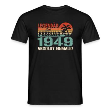 Cadeau d’anniversaire - Vintage février 1949 - T-shirt homme - noir - Devant - AI Model Male 178 light (178cm)