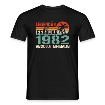 Birthday Gift - Vintage February 1982 - Men's T-Shirt - black - Front - AI Model Male 178 light (178cm)