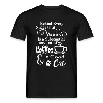 Love Coffee And Cat - Men's T-Shirt - black - Front - AI Model Male 178 light (178cm)