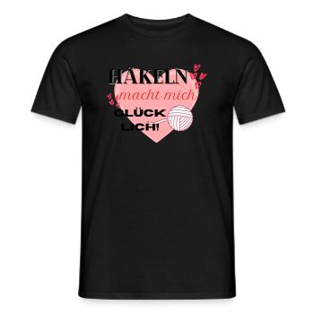 Häkeln macht mich glücklich rosa Herz Wollknäul - Männer T-Shirt - Schwarz - Vorne - AI Model Male 178 light (178cm)