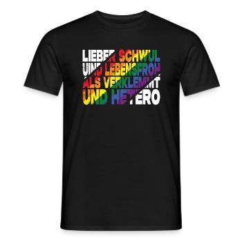 Lieber Schwul Und Lebensfroh - Lustiger Gay Spruch - Männer T-Shirt - Schwarz - Vorne - AI Model Male 178 light (178cm)