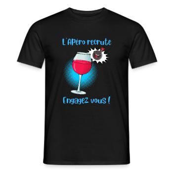 L'apéro recrute engagez vous - T-shirt homme - noir - Devant - AI Model Male 178 light (178cm)
