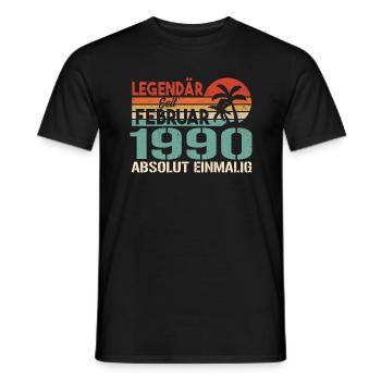Geburtstagsgeschenk - Jahrgang Februar 1990 - Männer T-Shirt - Schwarz - Vorne - AI Model Male 178 light (178cm)