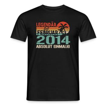 Cadeau d’anniversaire - Millésime Février 2014 - T-shirt homme - noir - Devant - AI Model Male 178 light (178cm)