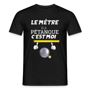 Humour drole Papy bouliste fan de pétanque - T-shirt homme - noir - Devant - AI Model Male 178 light (178cm)