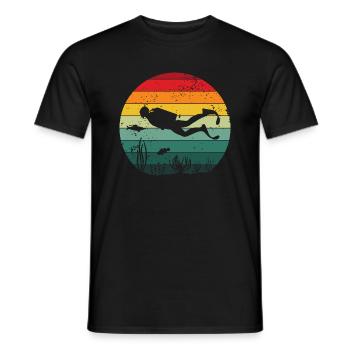 Vintage Sun Taucher Apnoe freitauchen Scuba Diver - Männer T-Shirt - Schwarz - Vorne - AI Model Male 178 light (178cm)