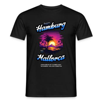 From Hamburg to Mallorca - Blue Text Edition - Men's T-Shirt - black - Front - AI Model Male 178 light (178cm)