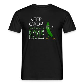 Keep calm and eat a pickle - Manger du concombre - T-shirt homme - noir - Devant - AI Model Male 178 light (178cm)