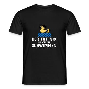 Schwimmen Spruch Lustig Der Tut Nix Der Will Nur - Männer T-Shirt - Schwarz - Vorne - AI Model Male 178 light (178cm)