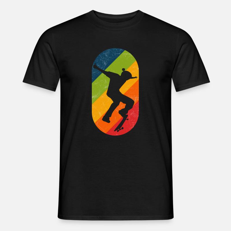 Skateboard Retro Kickflip Distressed - Männer T-Shirt - Schwarz