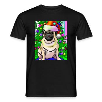 Carlin avec casquette de Noël Propriétaires de chiens de Noël - T-shirt homme - noir - Devant - AI Model Male 178 light (178cm)