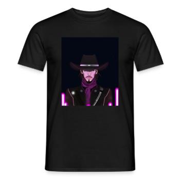 Goth Synthwave Outrun Goth Cowboy - Men's T-Shirt - black - Front - AI Model Male 178 light (178cm)