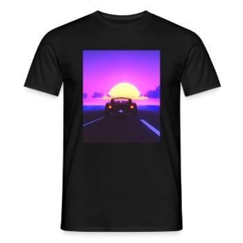 Vaporwave Aesthetic Sports Car Beach - Men's T-Shirt - black - Front - AI Model Male 178 light (178cm)