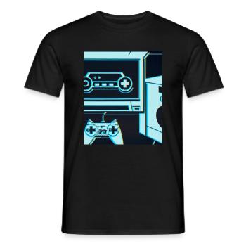 Vaporwave Aesthetic Gaming Console Controller - Men's T-Shirt - black - Front - AI Model Male 178 light (178cm)