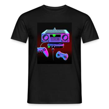 Vaporwave Aesthetic Retro Gaming Console - Men's T-Shirt - black - Front - AI Model Male 178 light (178cm)