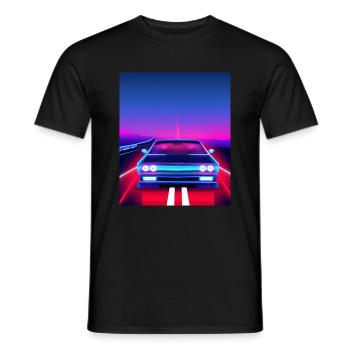 Vaporwave Aesthetic Vintage Highway - Männer T-Shirt - Schwarz - Vorne - AI Model Male 178 light (178cm)