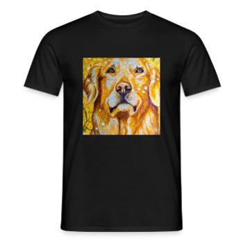 Portrait du Golden Retriever Gustav Klimt Style Chien - T-shirt homme - noir - Devant - AI Model Male 178 light (178cm)