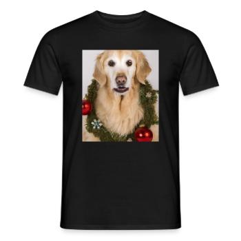Christmas Dogs Golden Retriever Advent Wreath - Men's T-Shirt - black - Front - AI Model Male 178 light (178cm)