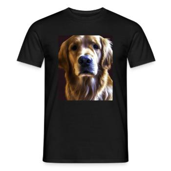 Golden Retriever Portrait Vincent Van Gogh Style - T-shirt homme - noir - Devant - AI Model Male 178 light (178cm)