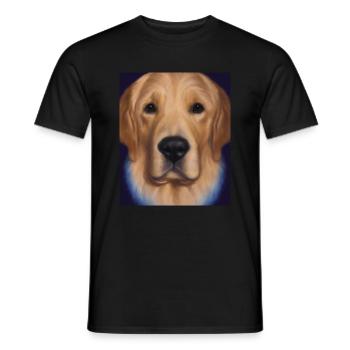 Golden Retriever Portrait Vincent Van Gogh Style - T-shirt homme - noir - Devant - AI Model Male 178 light (178cm)