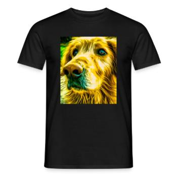 Golden Retriever Portrait Vincent Van Gogh Style - T-shirt homme - noir - Devant - AI Model Male 178 light (178cm)