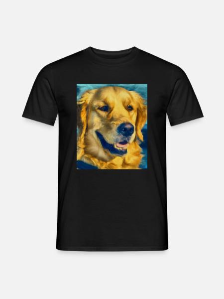 Golden Retriever Portrait Vincent Van Gogh Style - Men's T-Shirt - black