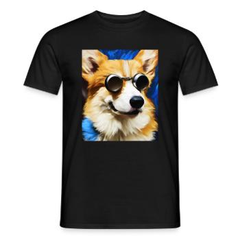 Corgi Portrait Vincent Van Gogh Style Chien - T-shirt homme - noir - Devant - AI Model Male 178 light (178cm)