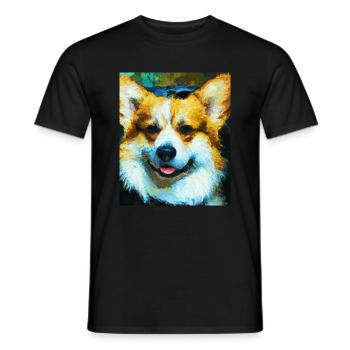 Corgi Portrait Vincent Van Gogh Style Chien - T-shirt homme - noir - Devant - AI Model Male 178 light (178cm)