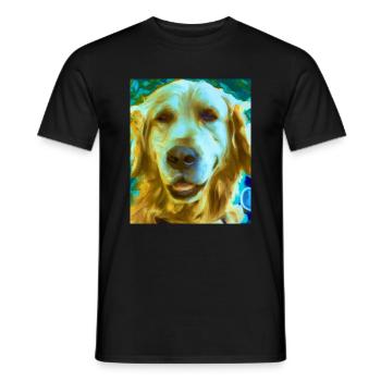 Golden Retriever Portrait Vincent Van Gogh Style - T-shirt homme - noir - Devant - AI Model Male 178 light (178cm)