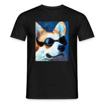Corgi Portrait Vincent Van Gogh Style Chien - T-shirt homme - noir - Devant - AI Model Male 178 light (178cm)