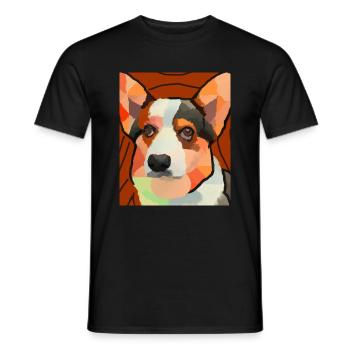 Corgi Portrait Kubismus Hund - Männer T-Shirt - Schwarz - Vorne - AI Model Male 178 light (178cm)