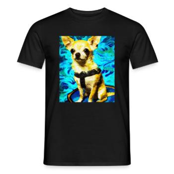 Chihuahua Portrait Vincent Van Gogh Style Chien - T-shirt homme - noir - Devant - AI Model Male 178 light (178cm)