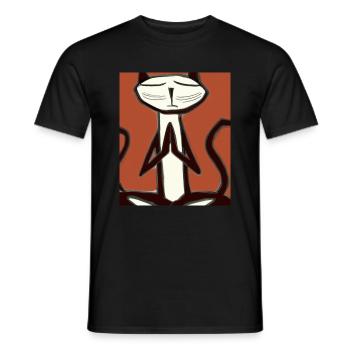 Katzen Portrait Meditierende Katze Kubismus - Männer T-Shirt - Schwarz - Vorne - AI Model Male 178 light (178cm)