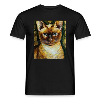 Siam Katzen Portrait Gustav Klimt Style Katze - Männer T-Shirt - Schwarz - Vorne - AI Model Male 178 light (178cm)