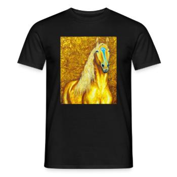 Pferde Portrait Pferd Gustav Klimt Style - Männer T-Shirt - Schwarz - Vorne - AI Model Male 178 light (178cm)