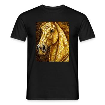 Pferde Portrait Pferd Gustav Klimt Style - Männer T-Shirt - Schwarz - Vorne - AI Model Male 178 light (178cm)