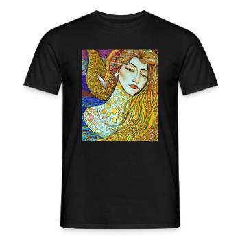 Mermaid Portrait Gustav Klimt Style - Men's T-Shirt - black - Front - AI Model Male 178 light (178cm)