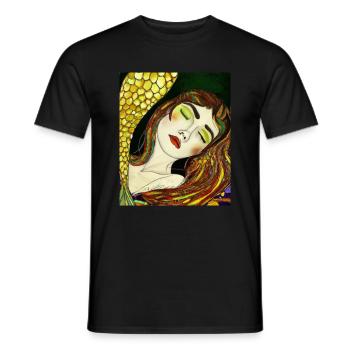 Mermaid Portrait Gustav Klimt Style - Men's T-Shirt - black - Front - AI Model Male 178 light (178cm)