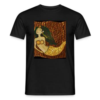 Mermaid Portrait Gustav Klimt Style - Men's T-Shirt - black - Front - AI Model Male 178 light (178cm)