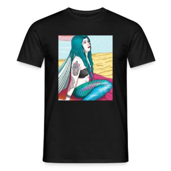 Mermaid Tattoo Retro Goth Girl Beach Mer - T-shirt homme - noir - Devant - AI Model Male 178 light (178cm)
