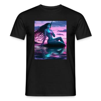 Mermaid Portrait 80s Retro - Men's T-Shirt - black - Front - AI Model Male 178 light (178cm)