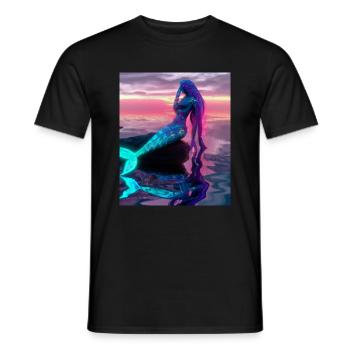 Mermaid Portrait 80s Retro - Men's T-Shirt - black - Front - AI Model Male 178 light (178cm)