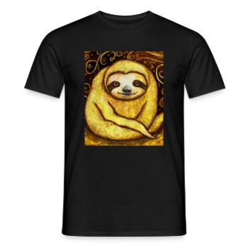 Sloth Portrait Funny Gustav Klimt Style - Men's T-Shirt - black - Front - AI Model Male 178 light (178cm)