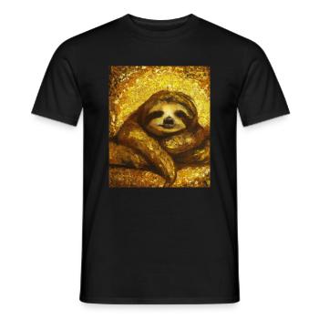 Sloth Portrait Funny Gustav Klimt Style - Men's T-Shirt - black - Front - AI Model Male 178 light (178cm)